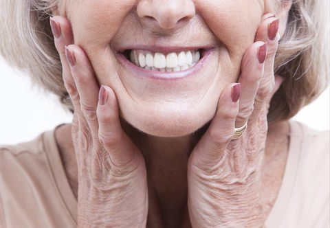 An older lady with dentures that look great