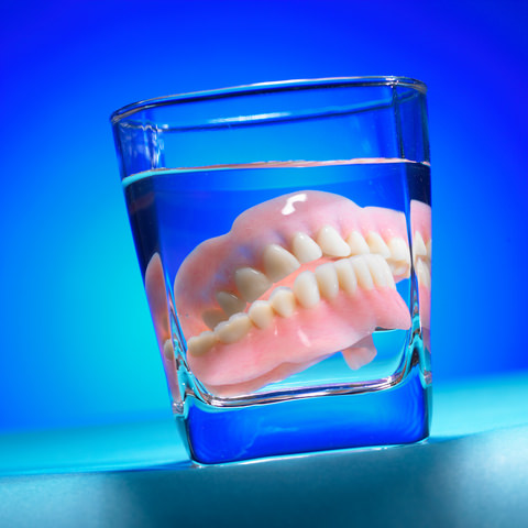 Dentures in a glass