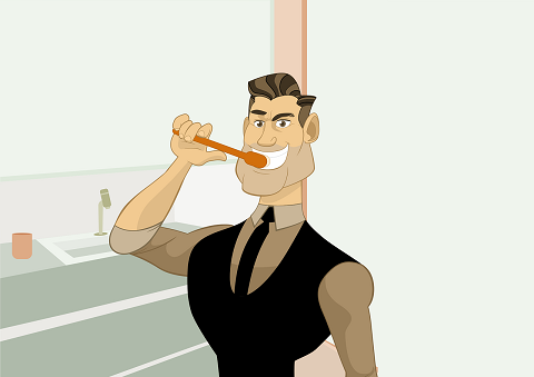 A man brushing his teeth