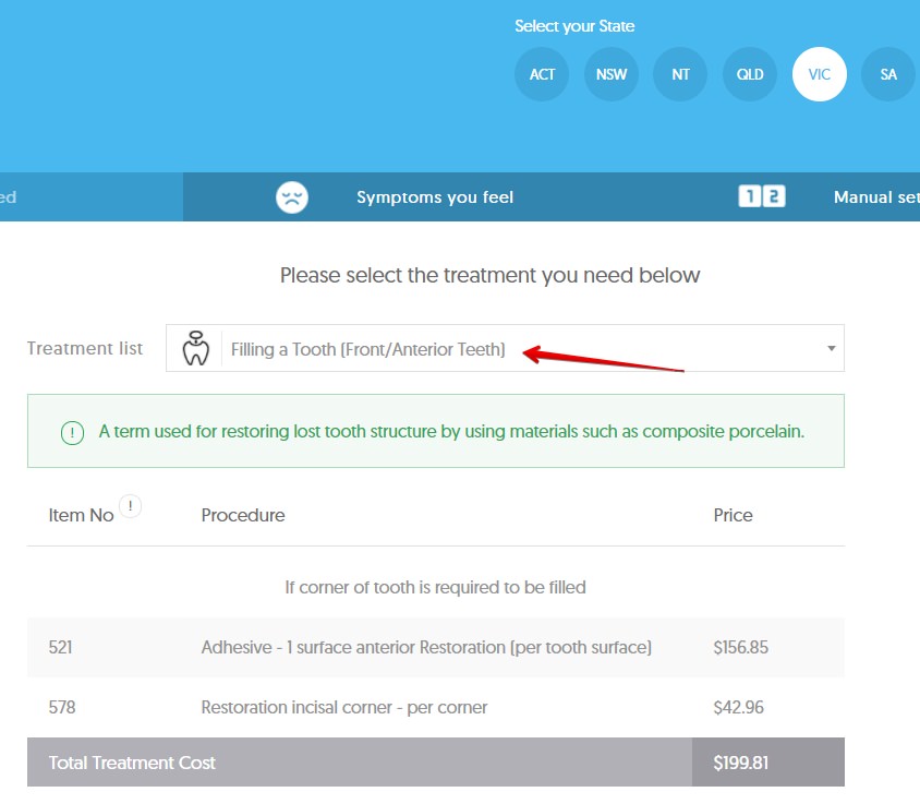 dental aware dental cost calculator average cost for dental filling in VIC