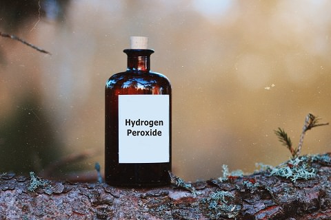 Hydrogen Peroxide in a brown glass bottle