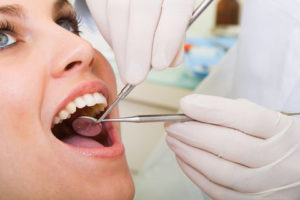 A lady at the dentist