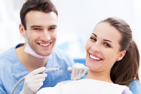 A lady at the dentist