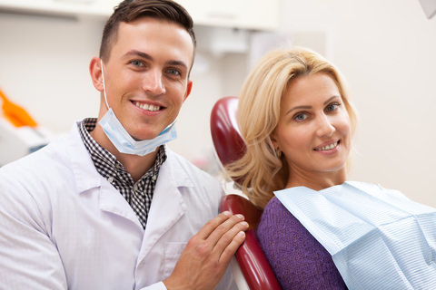 A lady at the dentist