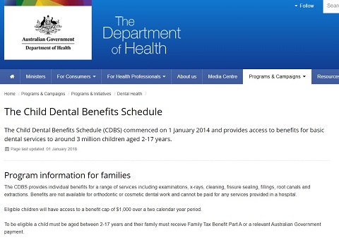 The child dental benefits schedule