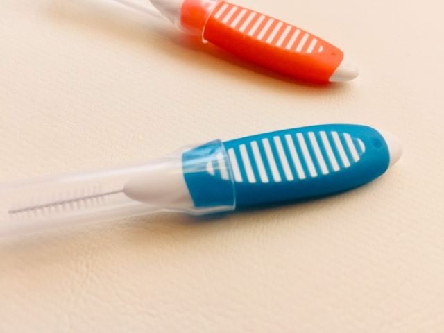 The nonslip grip handle on the colgate interdentla brush