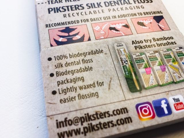 Piksters Natural Silk Dental Floss back of pack