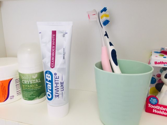 The Oral-B 3D White Luxe Toothpaste standing upright