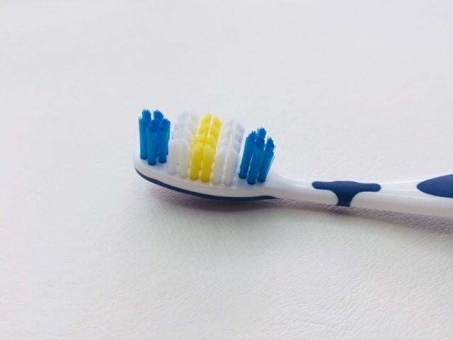 The different lengths of bristles on the Dentitex toothbrush