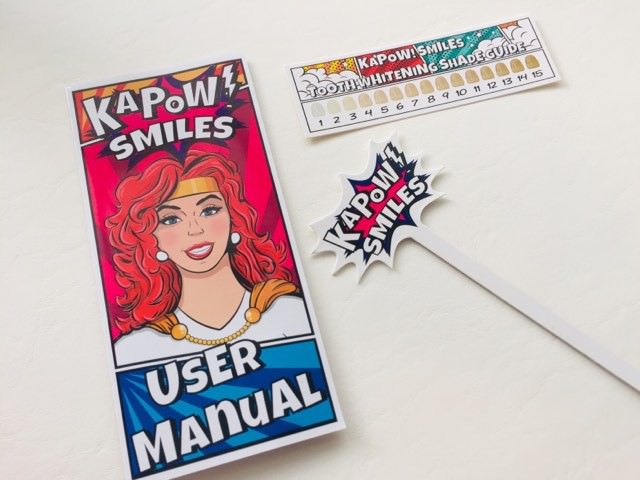 Kapow user manual, social sign and teeth whitening guide