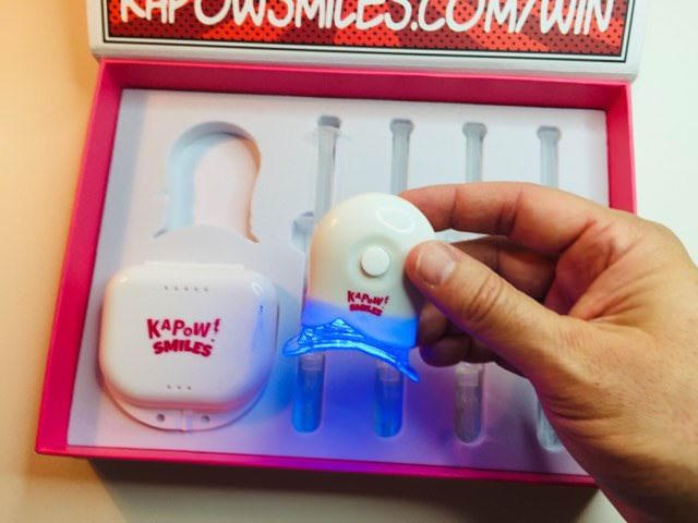 turning the kapow smiles LED whitening light on