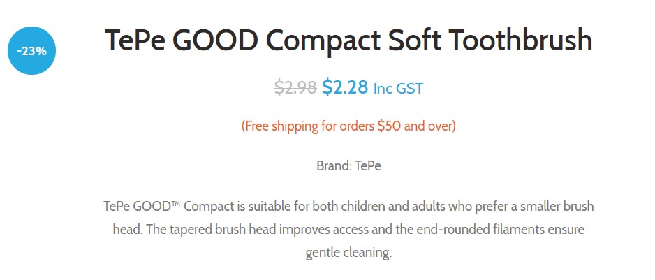 Looking at the price and details from smile boosters on the TePe Good™ Compact Toothbrush