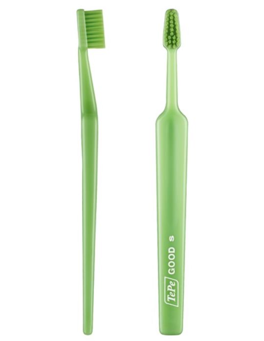 the green colour of the TePe Good™ Compact Toothbrush