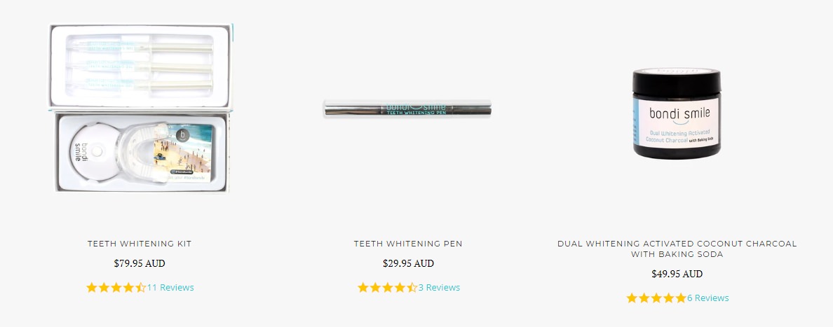 first 3 products on Bondi Smiles website