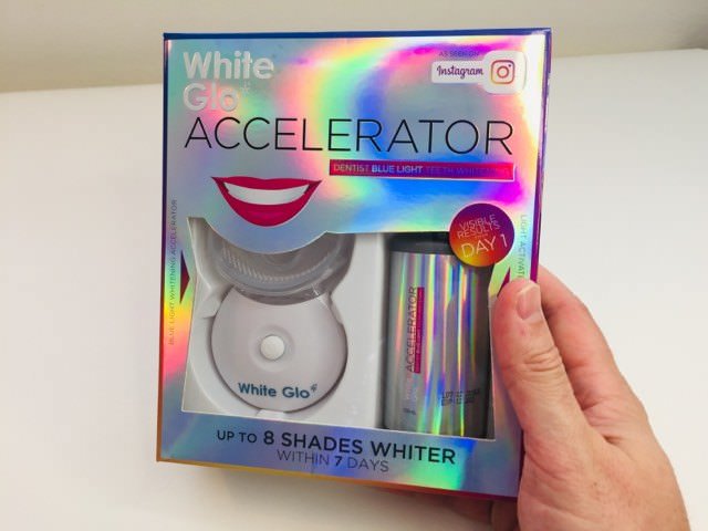 Holding the White Glo Accelerator