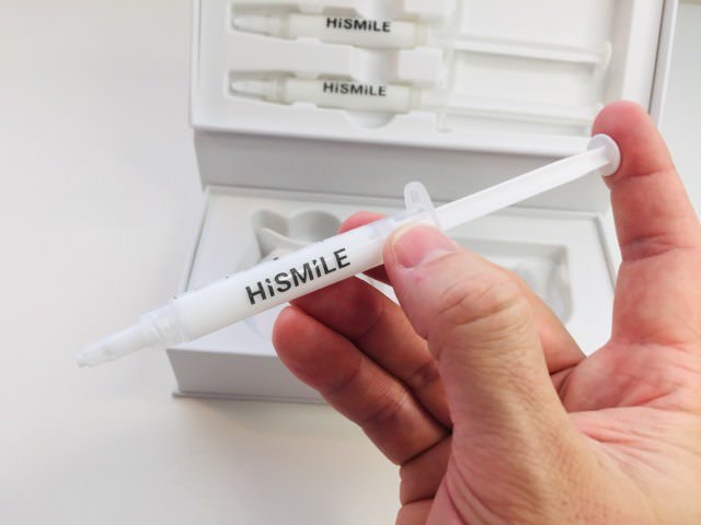 One of the three HiSmile Whitening Gel Syringe