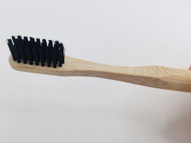 Looking at the kappi bamboo toothbrush neck and brush head