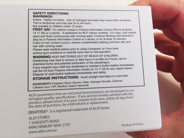 General information including ingredients on the Dentitex kit