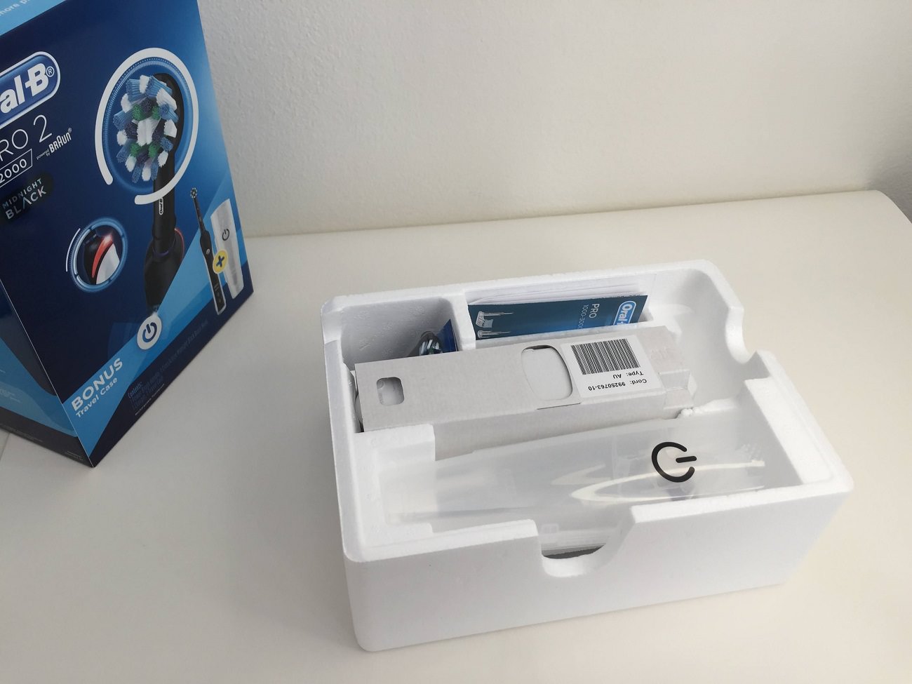 The Oral-B packaging for the Pro 2000 is secure