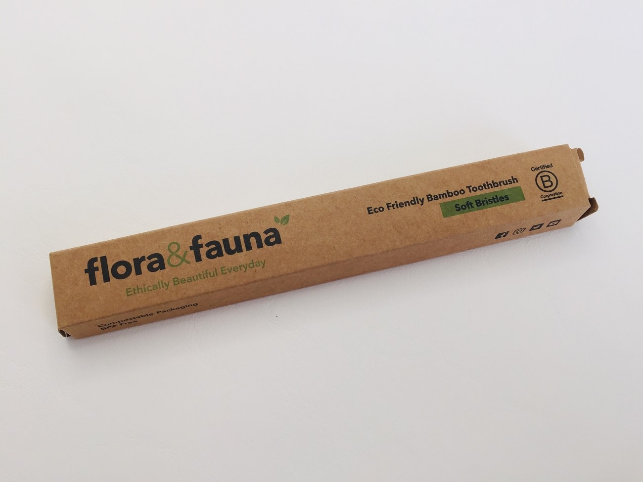 The Flora & Fauna Bamboo Toothbrush recyclable packaging