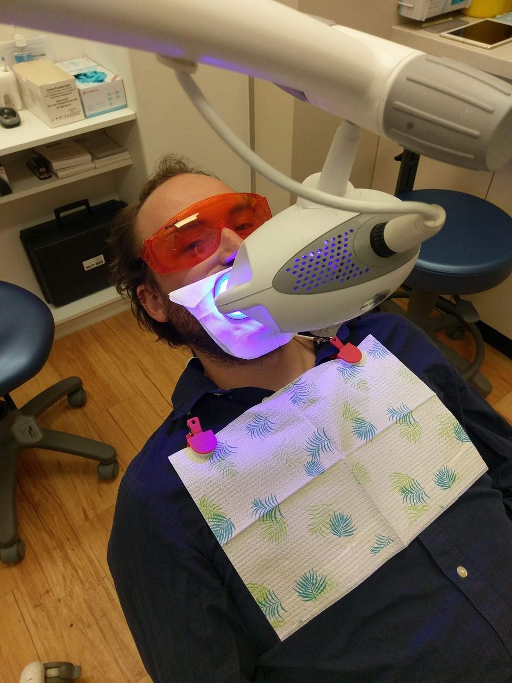 Having a zoom whitening treatment at the Dental Suite