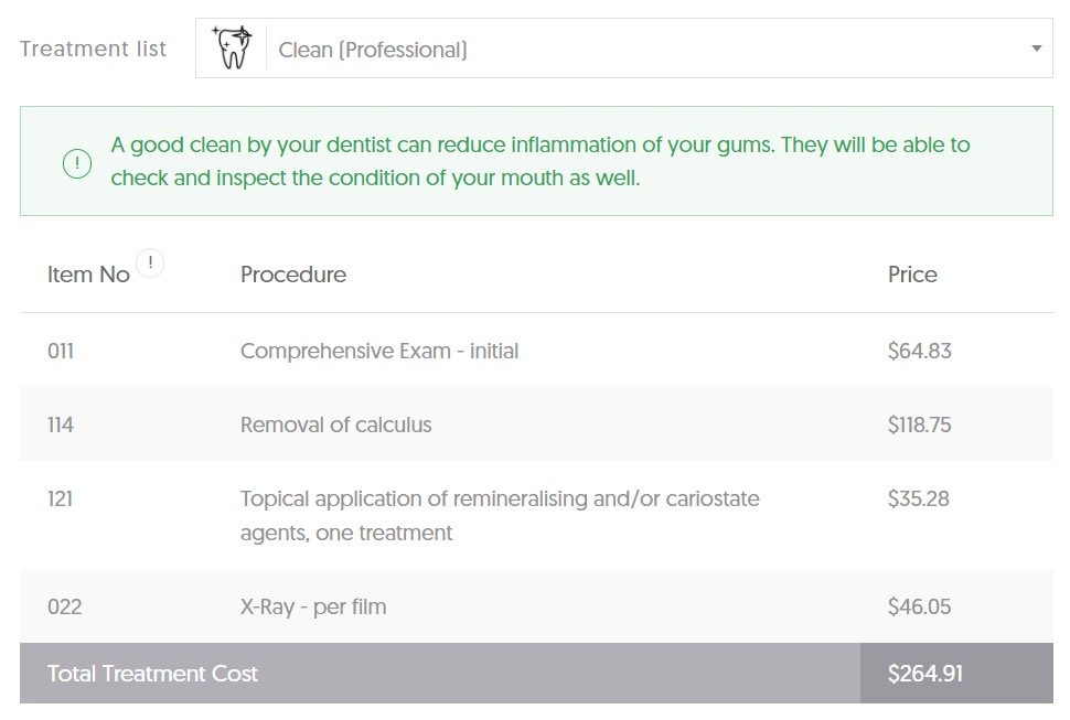 WA dental Teeth Cleaning Costs