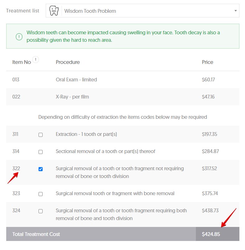 NT average cost of a wisdom tooth removal