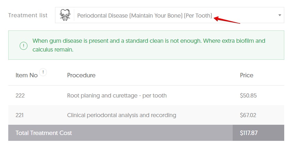 QLD gum disease average cost