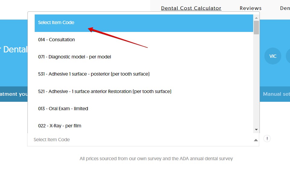 Selecting an item code for dental costs in australia