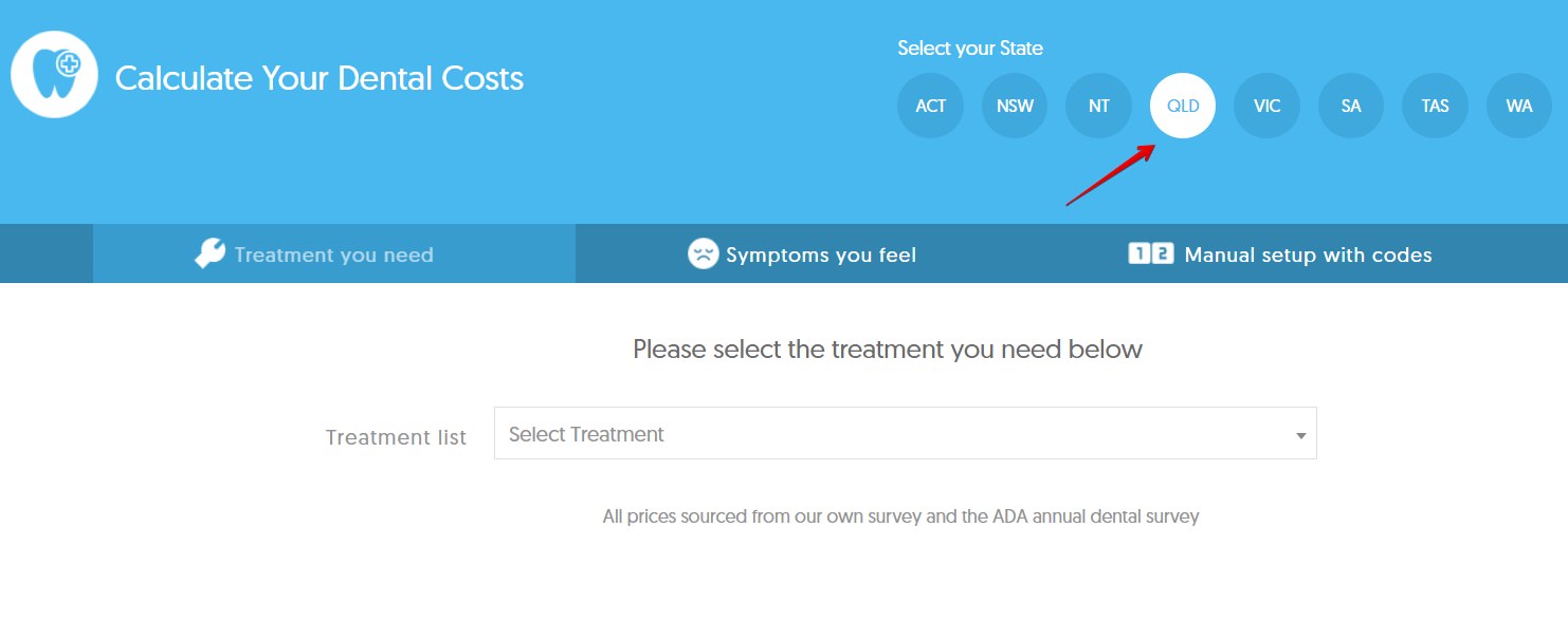 Dental cost calculator select state