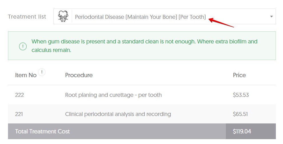 TAS gum disease average cost