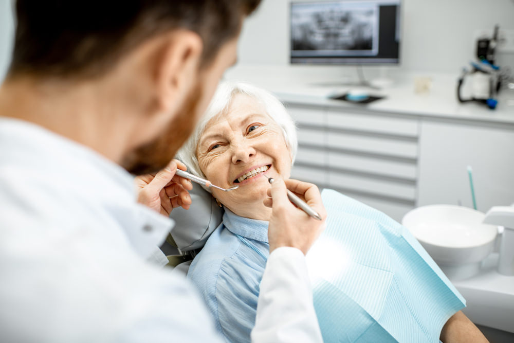 Elderly woman at the dentist