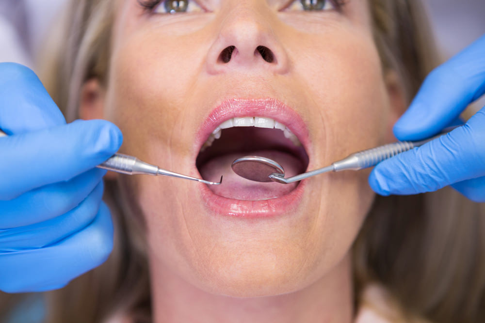 A lady at the dentist