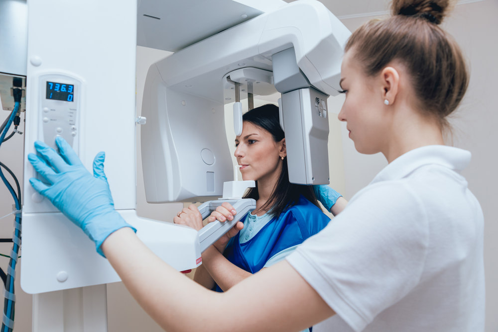 A dental patient at the radiologist