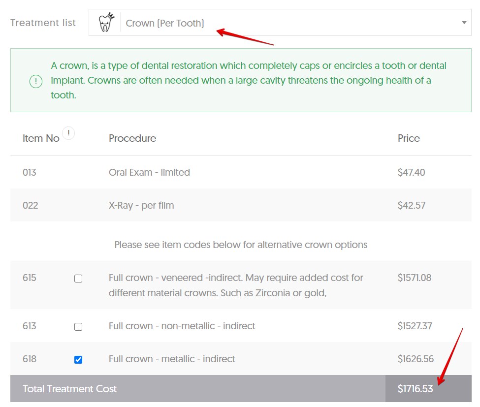 Cost of a Full crown - metallic - indirect in QLD