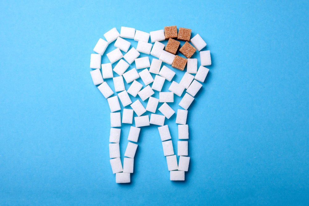 Sugar cubes in the shape of a tooth