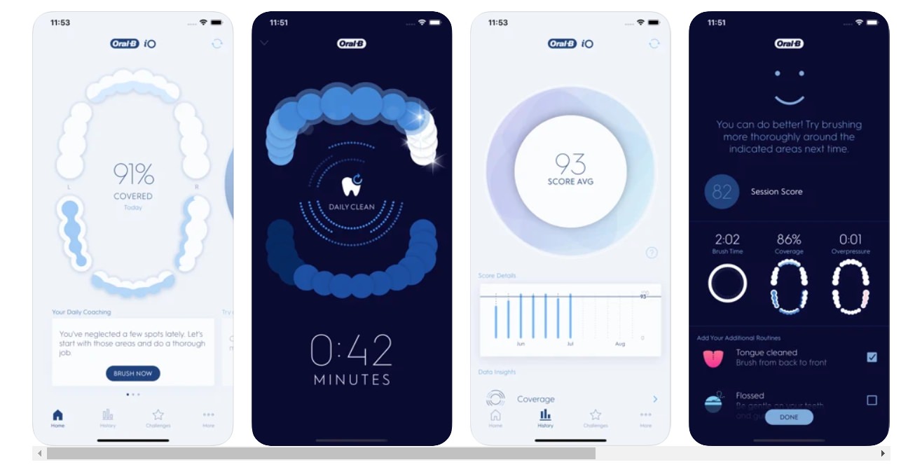 iphone screenshots of the Oral-B App