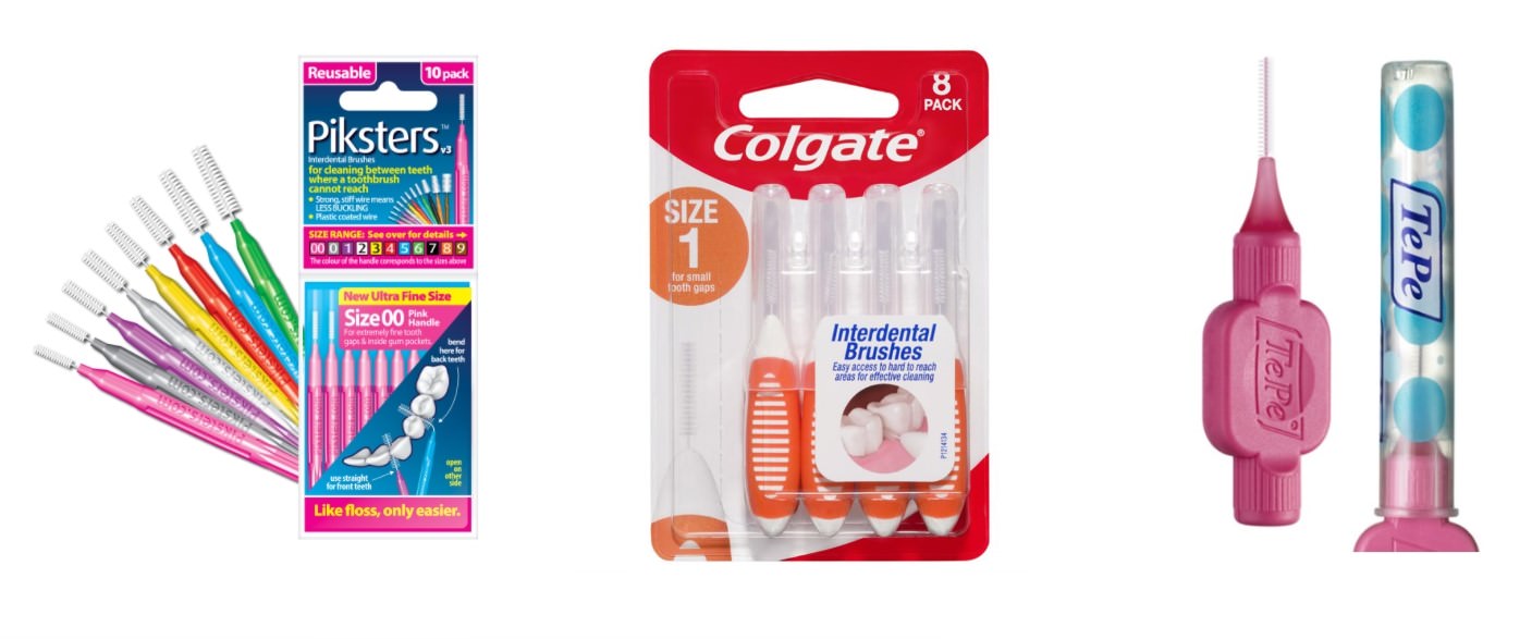 3 different brands of Interdental Brushes