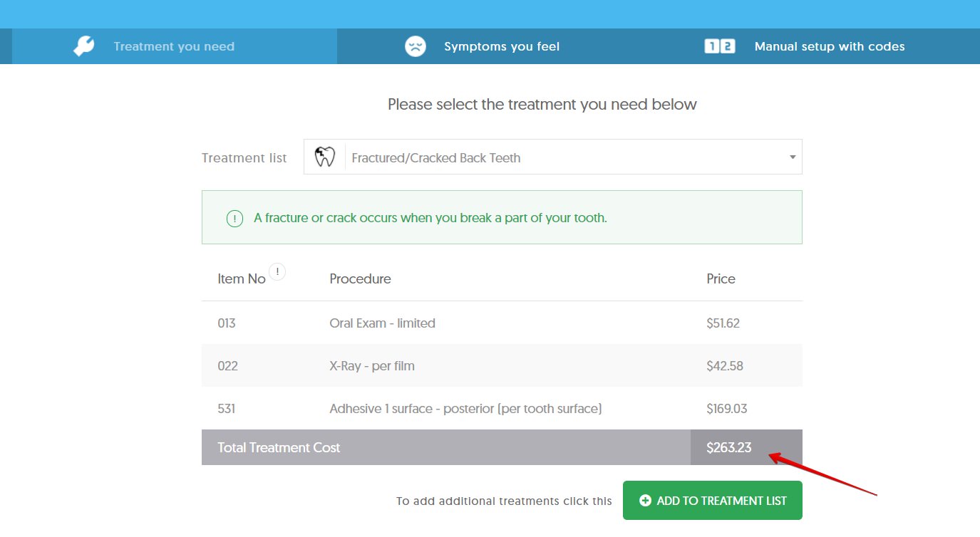 Dental Aware Cost Calculator Fracture Cusp dental cost