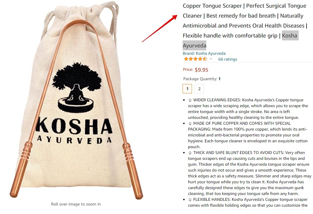 Copper Tongue Scraper made by Kosha Ayurveda