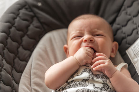 A baby teething