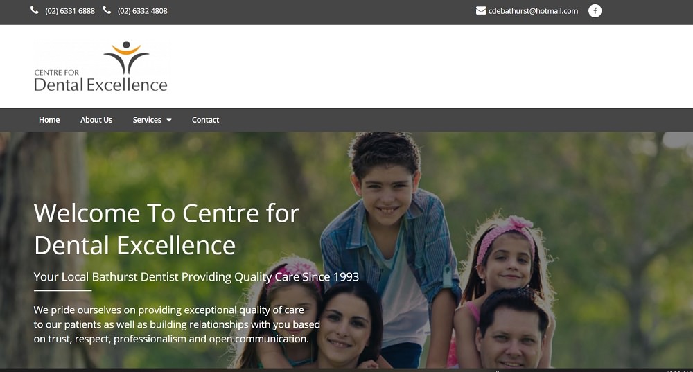 Bathurst dentist centre for dental excellence homepage screenshot