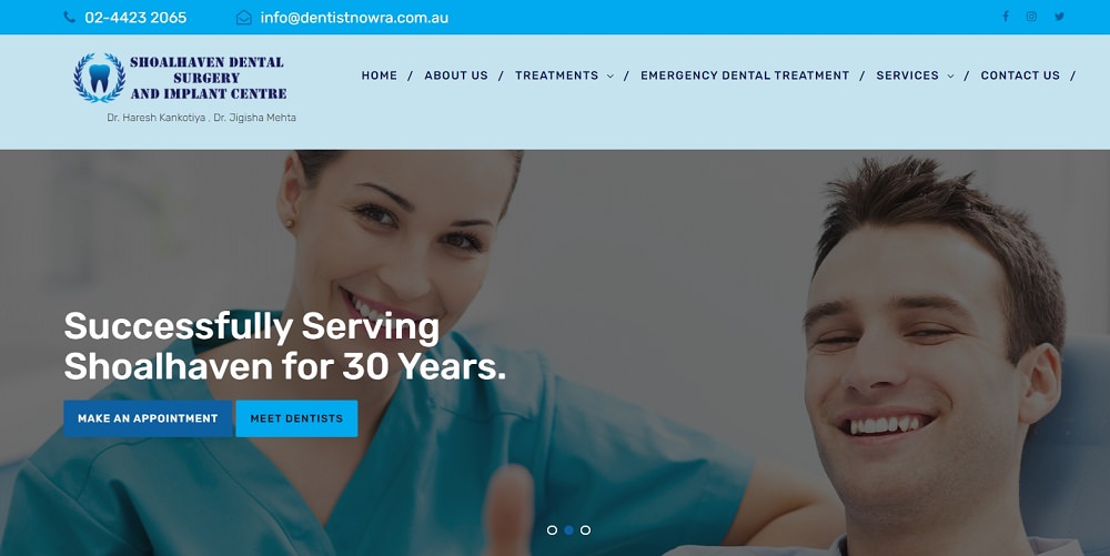 Shoalhaven dental surgery and implant centre website screenshot dental aware