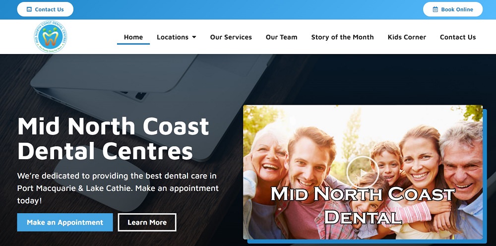 Mid North Coast Dental Centres website screenshot dental aware