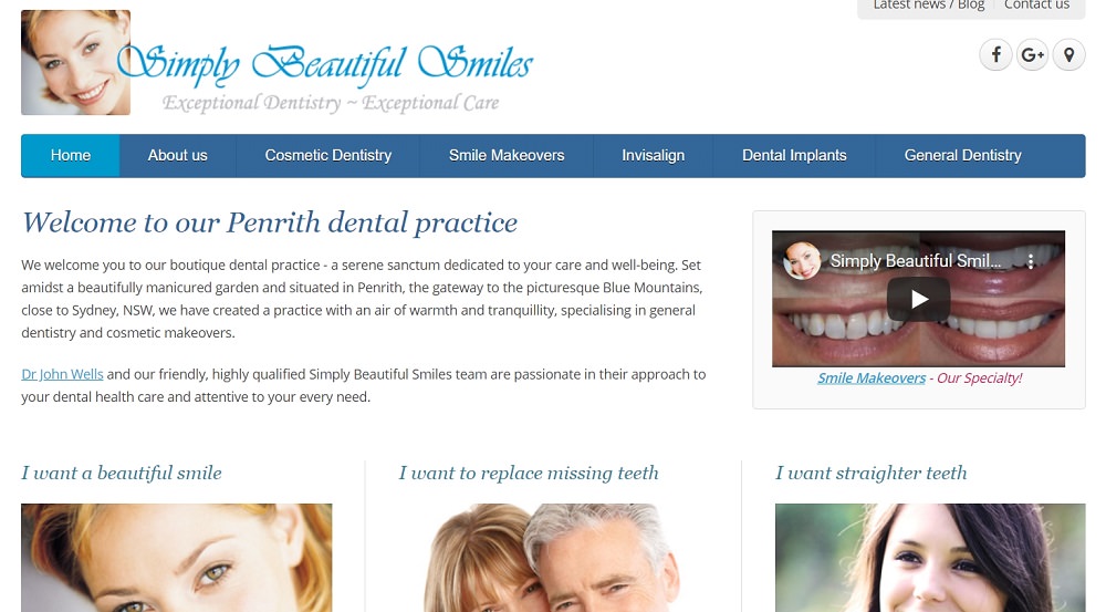 Simply Beautiful Smiles website screenshot