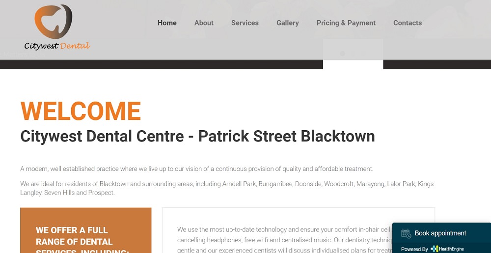 Citywest Dental Centre website screenshot