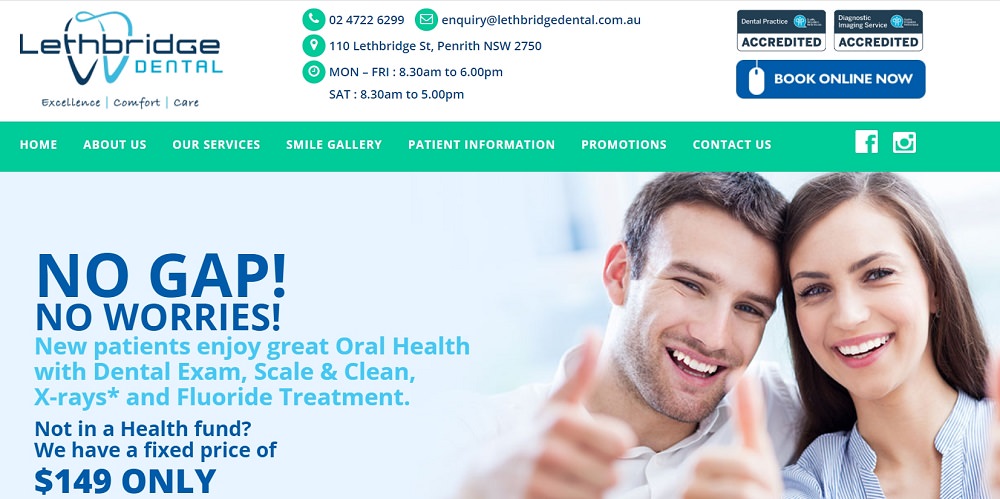 Lethbridge Dental screenshot of their website