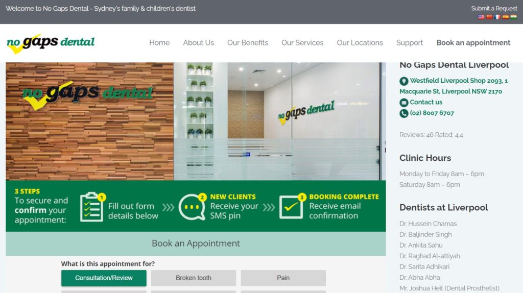No Gaps Dental Liverpool website screenshot