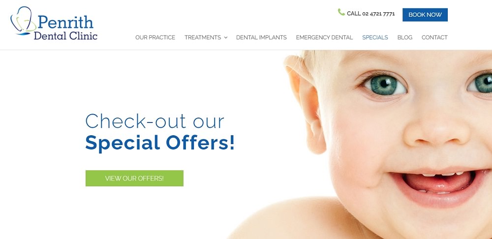 Penrith dental clinic website screenshot