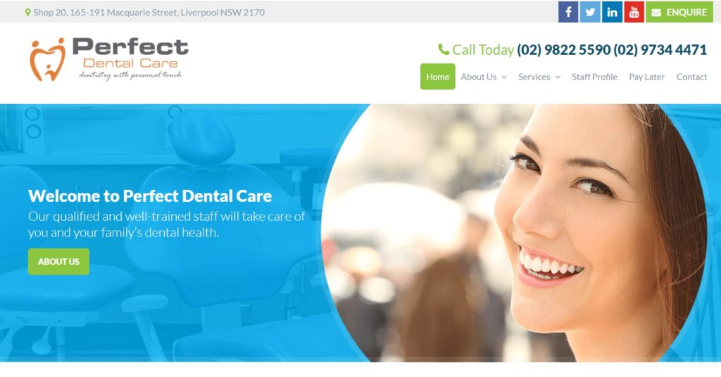 Perfect Dental Care website screenshot